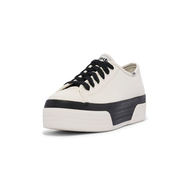 Women's Triple Up Leather Bumper Fox Stripe - White/Black