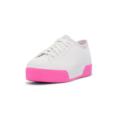 Women's Triple Up Leather Bumper Fox Stripe - White/Pink