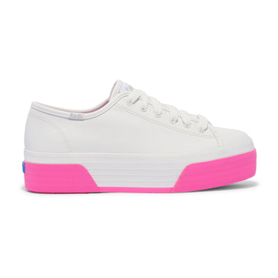 Women's Triple Up Leather Bumper Fox Stripe - White/Pink