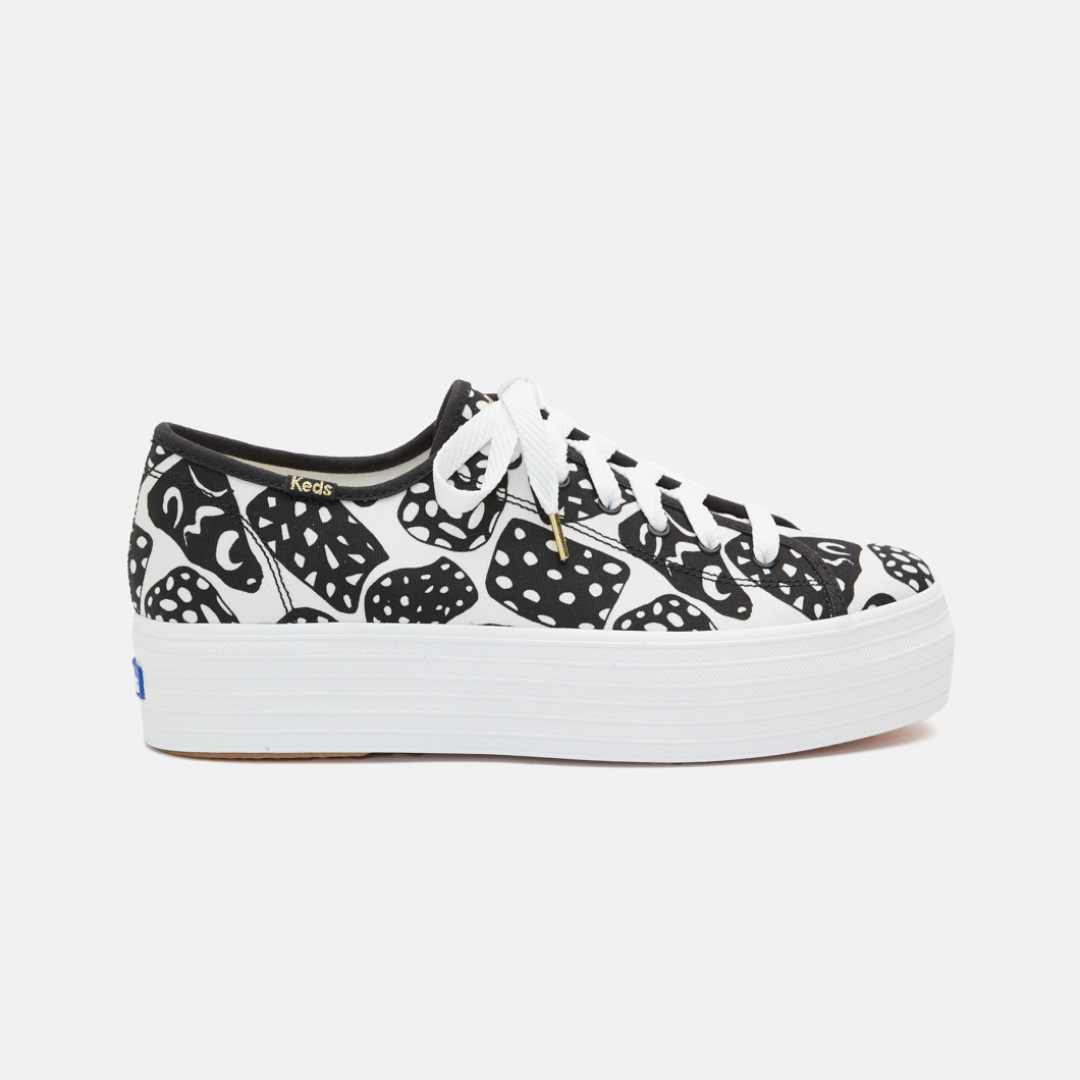 Black and white polka dot keds sales
