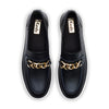 Women's Triple Decker Loafer Lug Leather Chain Applique Black/Gold