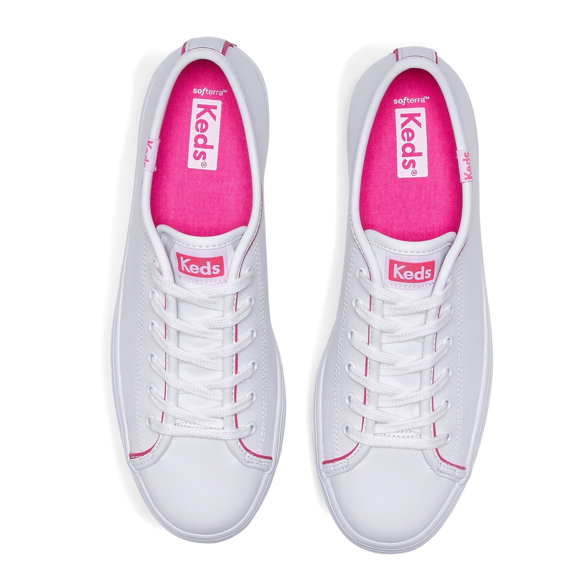 Women s Triple Up Leather Pop Binding White Fuchsia