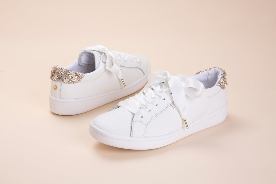 Women's Keds x kate Spade new york Ace Flower Applique Leather White